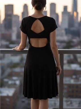 REBEL SUGAR Black Lightweight Back Cut Out Dress